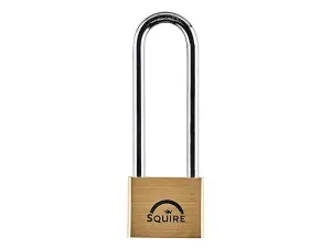 Squire LN44 Lion Brass Padlock - High Security 100mm Long Shackle for Ultimate Protection