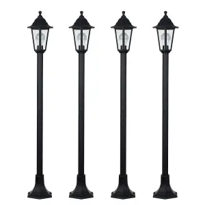 ValueLights Mayfair 4 Pack Traditional Victorian Style 1.2m Black IP44 Outdoor Garden Lamp Post Lights