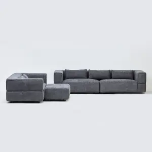 Aurora 2 and 4 Seater Sofa in Mikah Ashen with Ottoman