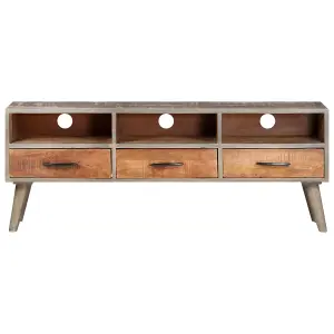 Berkfield TV Cabinet Grey 130x35x51 cm Solid Rough Mango Wood