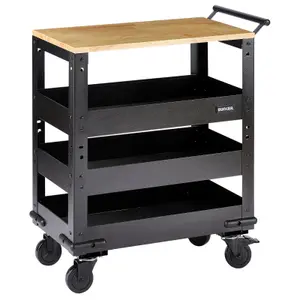 Draper BUNKER Modular 3 Tier Trolley with Pull Handle and Hardwood Worktop, 714mm 11495