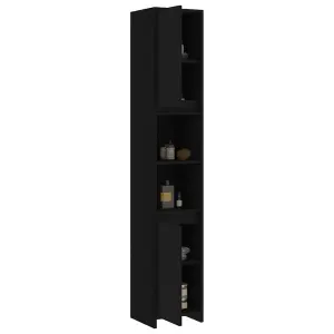 Berkfield Bathroom Cabinet Black 30x30x183.5 cm Engineered Wood