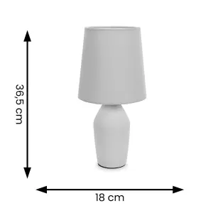 ValueLights Arlo Set of 2 - Grey Ceramic Base Table Lamp with Tapered Shade