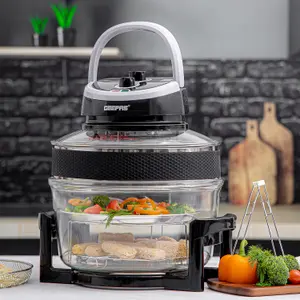 Geepas 1400W Turbo Halogen Oven 17L, 60min Timer, Adjustable Temperature Control, Self Clean Function & Low Fat Air Fryer