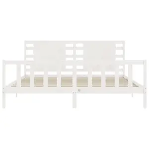 Berkfield Bed Frame with Headboard White 200x200 cm Solid Wood