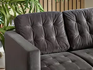 Furniturebox Jenna 2 Seater Dark Grey Velvet Sofa With Solid Wood Frame