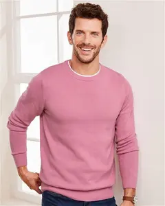 Cotton Traders Men's Favourite Cotton Crew Neck Jumper In Pink - Size Extra Large