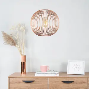 ValueLights Faraday Metal Basket Style Globe Ceiling Pendant Light Shade In Copper Effect Finish