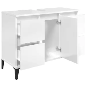 Berkfield Sink Cabinet High Gloss White 80x33x60 cm Engineered Wood