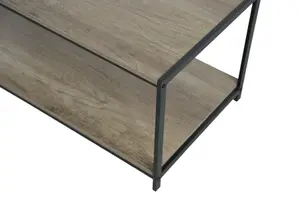 House of Home Rustic Coffee Table Grey with Metal Frame for Home Decor 100 X 50 X 45cm