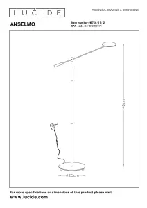 Lucide Anselmo Modern Floor Reading Lamp 25cm - LED Dim. - 1x9W 3000K - Satin Chrome