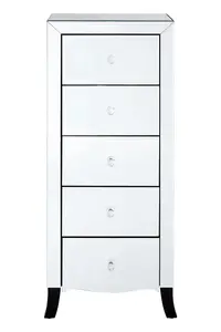 Interiors by Premier Stylish 5 Drawer Chest For Storing Items, Spacious Mirror Surfaced Chest, Versatile Silver Finished Chest