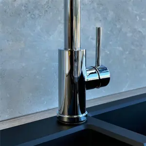 Liquida KPO11CH Swivel Single Lever Pull Out Mono Chrome Kitchen Mixer Tap