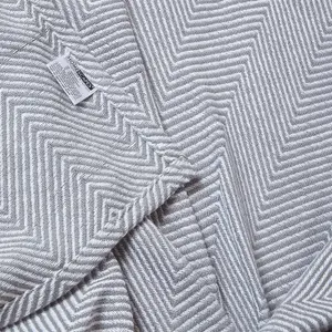 Homescapes Cotton Halden Chevron Grey Throw, 150 x 200 cm