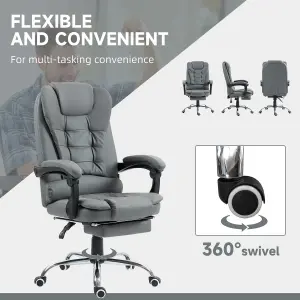 HOMCOM Executive Office Chair PU Leather Swivel Chair with Footrest Grey