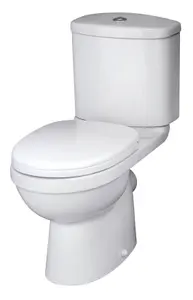 Cloakroom Suite - Floor Standing Vanity Basin Unit, Toilet and Seat - Gloss White