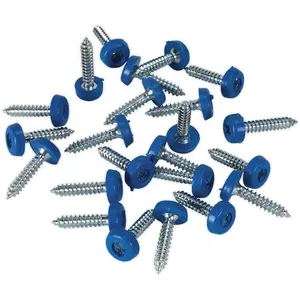 50 Pack of Blue Numberplate Screws with Plastic Enclosed Heads - Durable and Reliable Fixings