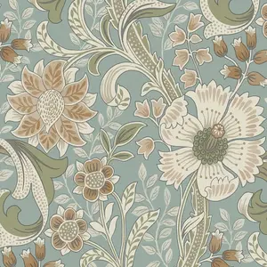 Grandeco Boutique Traditional Floral Trail PVC-free Eco Wallpaper, Blue