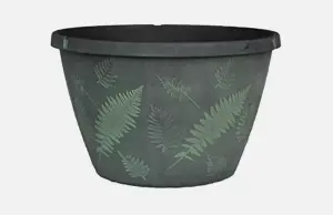 Recycled Plastic Planter Pot - 11" Fern Bowl Black Green