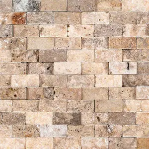 Scabos Multi Colour Travertine 2.5 x 5cm Brick Size Split Face Cladding 30.5 x 30.5cm Tile, Sold Per Tile