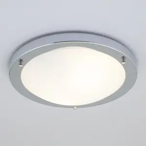 Litecraft Mari Chrome Large Bathroom Flush Ceiling Light