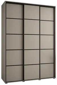 Elegant Dakota IV Sliding Door Wardrobe W1800mm H2350mm D600mm in Cashmere & Black Finish