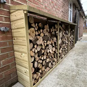 Enclosed Narrow 3m Extended Wooden Log Store - Holds approximately 1.2cubic m of logs