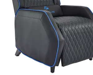 Cougar Gaming Recliner Armchair with Footrest , Black Faux Leather With Blue Trim