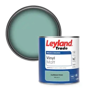 Leyland Trade Vinyl Matt Walls & Ceilings Emulsion Paint Caribbean Green (PPG1141-4) 1L