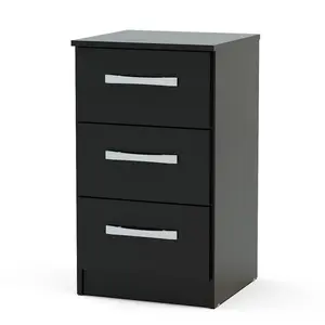 Marquitta 3 Drawer Bedside Table Black