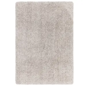 Silver Luxurious , Modern , Plain , Shaggy Easy to Clean Rug for Living Room, Bedroom - 120cm X 170cm