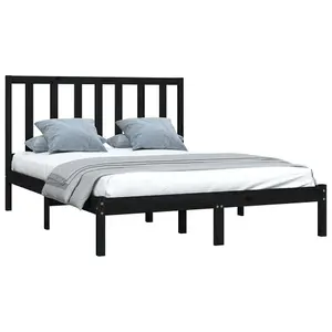 Berkfield Bed Frame Black Solid Wood Pine 140x200 cm