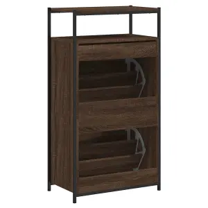 Berkfield Shoe Cabinet Brown Oak 60x34x112 Engineered Wood