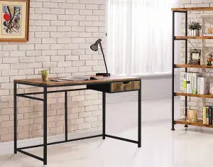 MDA Designs Ottawa Home Office Study Ergonomic Desk Table Workstation with Drawer Nutmeg Black