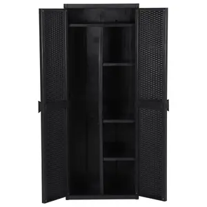 Berkfield Garden Storage Cabinet Black 65x45x172 cm PP Rattan