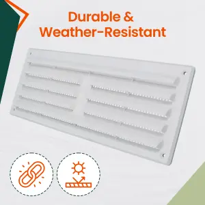 Plastic Air Vent Louvre Grille with Flyscreen Cover for Walls and Ceilings, (L) 165mm (W) 85mm