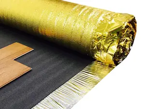 5mm Laminate & Wood Underlay Gold Foil 15m2 Roll (1m x 15m) Airborne / Impact Noise Reduction Moisture Proof Membrane