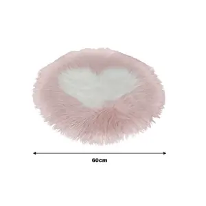 Pink Round Soft Shaggy Area Rug Kids Rooms Decor Indoor Floor Rugs Dia 60 cm