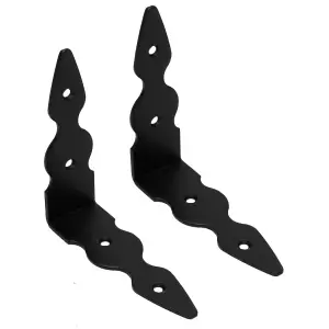 Pack of 2 x Black Corner Brackets - 115 x 115 mm Steel Right Angle Braces L Shaped Metal Bracket 90 Degree Corner Braces