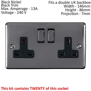 BLACK NICKEL House Socket & Switch Set -14 Light & 26 Switched UK Power Sockets