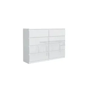 Helen 8 Drawer 120Cm W Double Drawers White Gloss