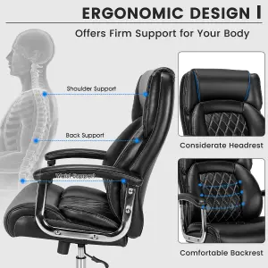 Costway PU Leather Office Chair Padded Modern Executive Chair Ergonomic Computer Desk