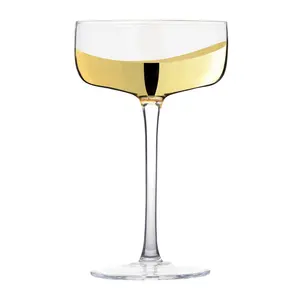 Wave Champagne Saucers (Set of 2) Gold/Clear