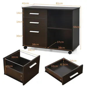 Bujanov 80cm Wide 3 -Drawer File Cabinet Coffee