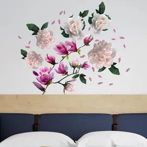 Walplus Large Magnolia With Roses Wall Stickers Mural Decal Room Décor