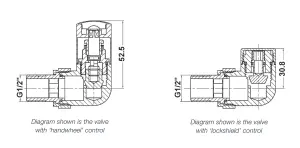 Corner Minimalist Round Radiator Valves, Sold in Pairs - Chrome