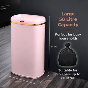 Cavaletto Steel Open Rubbish Bin - 58L Pink / Rose Gold