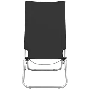 Berkfield Folding Beach Chairs 2 pcs Black Fabric