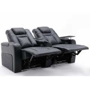 Broadway 2 Seater Electric Recliner Cinema Sofa USB Charging Led Base With Tray (Black)