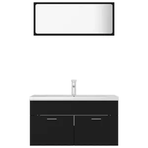 Berkfield Bathroom Furniture Set Black Engineered Wood